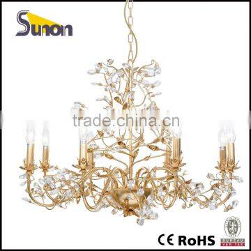 SD0640/8 Crystal Chandelier/European Style Hanging Lighting/Gold Foil Finished Pendant Lights