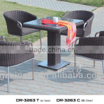 Outdoor stainless steel base PE rattan dining set
