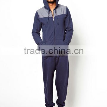 Adult men onesie cotton with Chambray panel wholesale