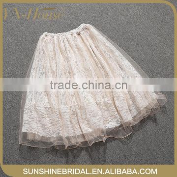 2016 new design summer A - line skirt female sweet princess skirt Lace yarn maxi dress