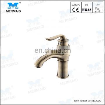 Guangdong Factory High Quality Single handle Antique Brass Basin Mixer Tap Old Style Traditional Washroom Faucet
