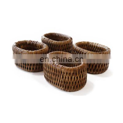 Rattan napkin ring mid century modern 60s Set Tableware set napkin holder rings wovenmade in Vietnam