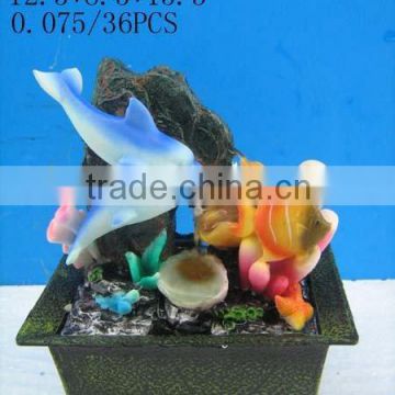 Polyresin dolphin w/battery operated fountain
