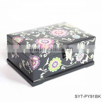 High-end handmade wooden jewelry box with mirror lock drawer
