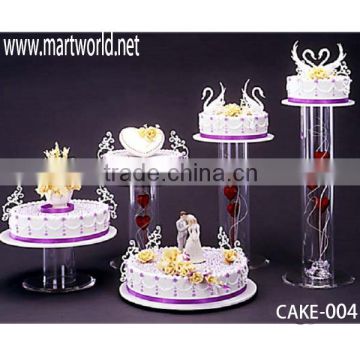 New design!Acrylic cake stand with different height glass column,wedding cake stand for wedding&party&hotel decoration(CAKE-004)