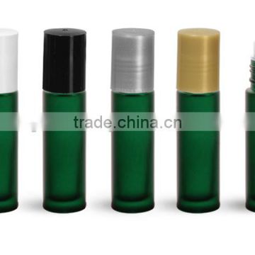 10ml green blue amber clear roll on glass bottle for essential oil with plastic black cap
