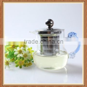 China factory wholesale 300ml decorative borosilicate glass teapot with stainless steel