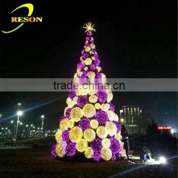 H:5m outdoor lighted metal christmas ball tree led street lighting
