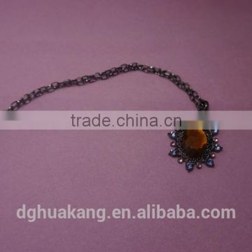 ocean heart big orange crystal chain necklace