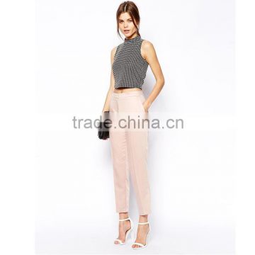 High quality baby pink formal straight leg lady pants