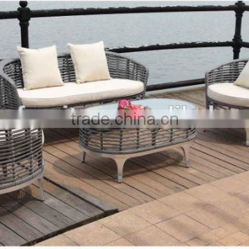 Brushed Aluminum Grey Simple style Outdoor PE rattan garden sofa