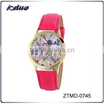 Hot Sales 2016 Flower With Bird Leather Watches Wholesale