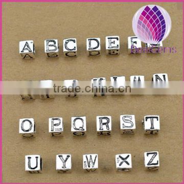christmas gift 925 sterling silver english letter pendent&charm square shape with big hole