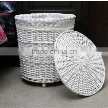 cheap round willow woven laundry hamper
