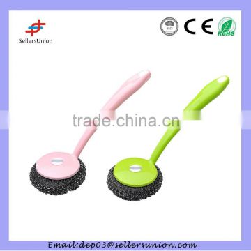 steel wire brush with long handle for pot