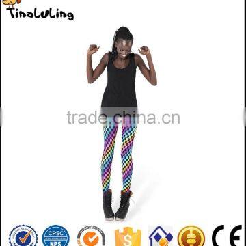 Europe New Style Fashion Gradient Color Lattice Leggings Women Sexy leggings