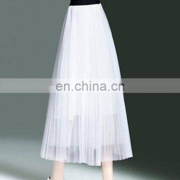 latest long skirt design printed maxi pleated ruffle skirt