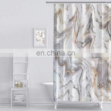 New Design High Quality Light Luxury Marble Shower Curtain 3D Stereo Polyester Modern Shower Curtain