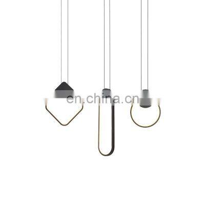 Minimalist Metal Geometry Pendant Light Black Indoor Pendant Light Chandeliers For Home