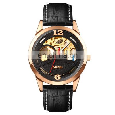 SKMEI 9226 Wristwatches Skeleton Display Leather Strap Mechanical Automatic Fashion Mens Watches