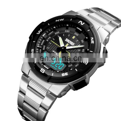 Bulk wholesale Skmei 1370 water resistant watch for mens fashion stainless steel chronograph watch