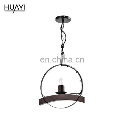 HUAYI New Product Matte Black Reteo Indoor Decoration Hardware Glass E12 LED Pendant Light