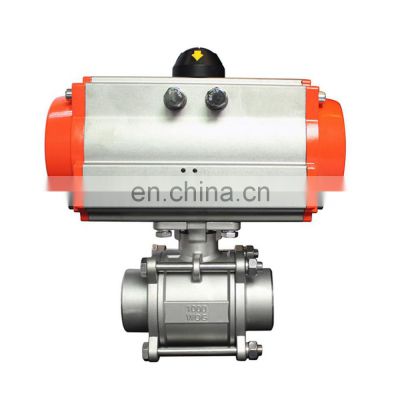 COVNA DN50 2 inch 2 Way 3 PCS 1000 WOG 316 Stainless Steel Pneumatic Actuated Butt Weld Ball Valve