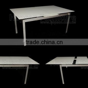 Oupusen modern white temperated glass dining table