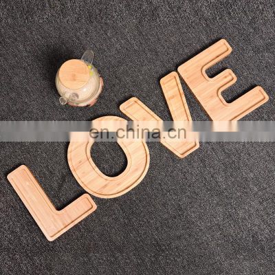 Hotel Restaurant Function Love Shape Coffee Drink Food Bamboo Serving Tray Set