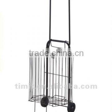 Simple Design Practical Iron Foldable Black Shopping Trolley Cart