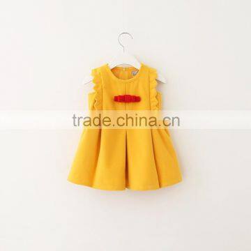 2015 Sleeveless Girl Woolen Sundress Korean Bownot Girl Autumn Dress For 2-10 Years Old