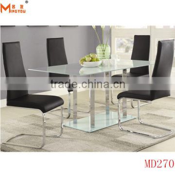 tempered glass stainless steel dining table
