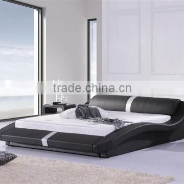 Classic Queen Side Bed for Modern Bedroom Furniture Black Color Leather Bed Use For Home Soft Bed Design