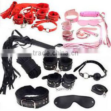 high quality Leather Fetish Slave Bondage kit set sex toys 7 piece Set HK061