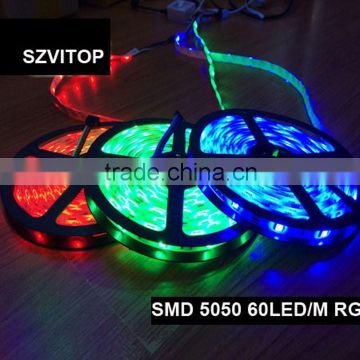 RGB SMD 5050 60LED/M LED TAPE WATERPROOF IP65 STRIP LIGHT SILICON GEL CE ROHS CERTIFICATE 5M/ROLL 14.4W/M SINGLE SIDED PCB BOARD