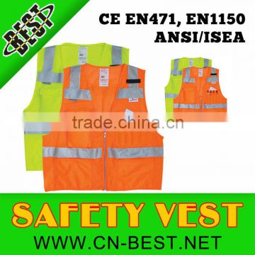Woven orange ANSI/ISEA107-2010 Safety vest with pocket