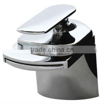 single handle waterfall vessel filler faucet in chrome