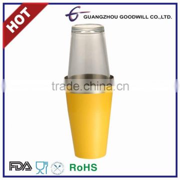700ml stainless steel Boston shaker with yellow Rubber Coating