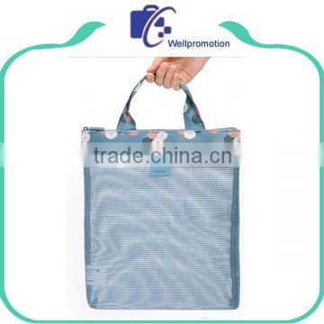 Wholesale nylon mesh tote bag with print trim