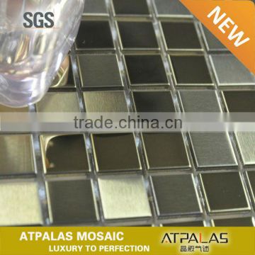 Atpalas metal tile mosaic, 15*15mm gold stainless steel mosaic tile