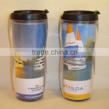 plastic insulated mug with paper insert