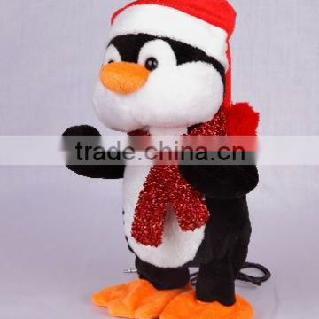 Electronic swing body christmas Penguin with MP3 player function stuffed animal plush toy