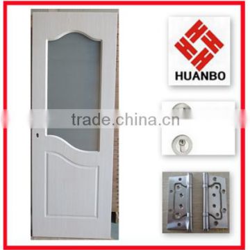 2016 pvc coated wood interior commerical wooden eco-friendly door with glass