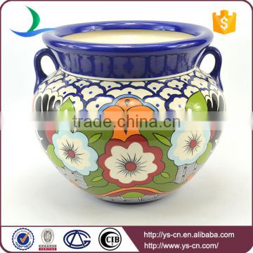 YSfp0002 Morden vintage handmade ceramic flower pot with earhandle