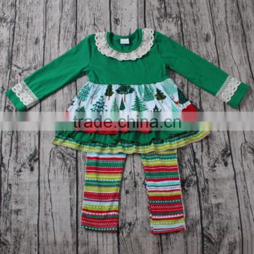 Yawoo christmas tree patterns ruffle dress match colorful pants clothing christmas outfits for toddlers