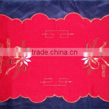 Elegant red printed Christmas coloring cutwork embroidery tablecloth lmzc1003(7)