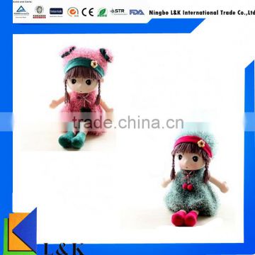 custom cute plush toy for girls/sweet girls stuffed toy for christmas gift