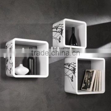 Silk Print Pattern wood storage cube holder