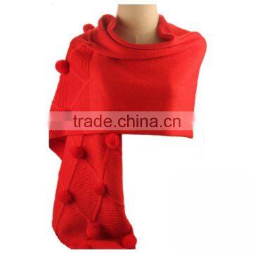 lady red acrylic knitting scarf shawl