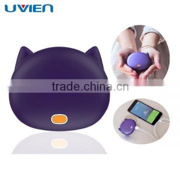 Cute Cat Head Design Portable Rechargeable 4500mAh Mobile Power Bank and USB Hand Warmer Mini Hand Heater